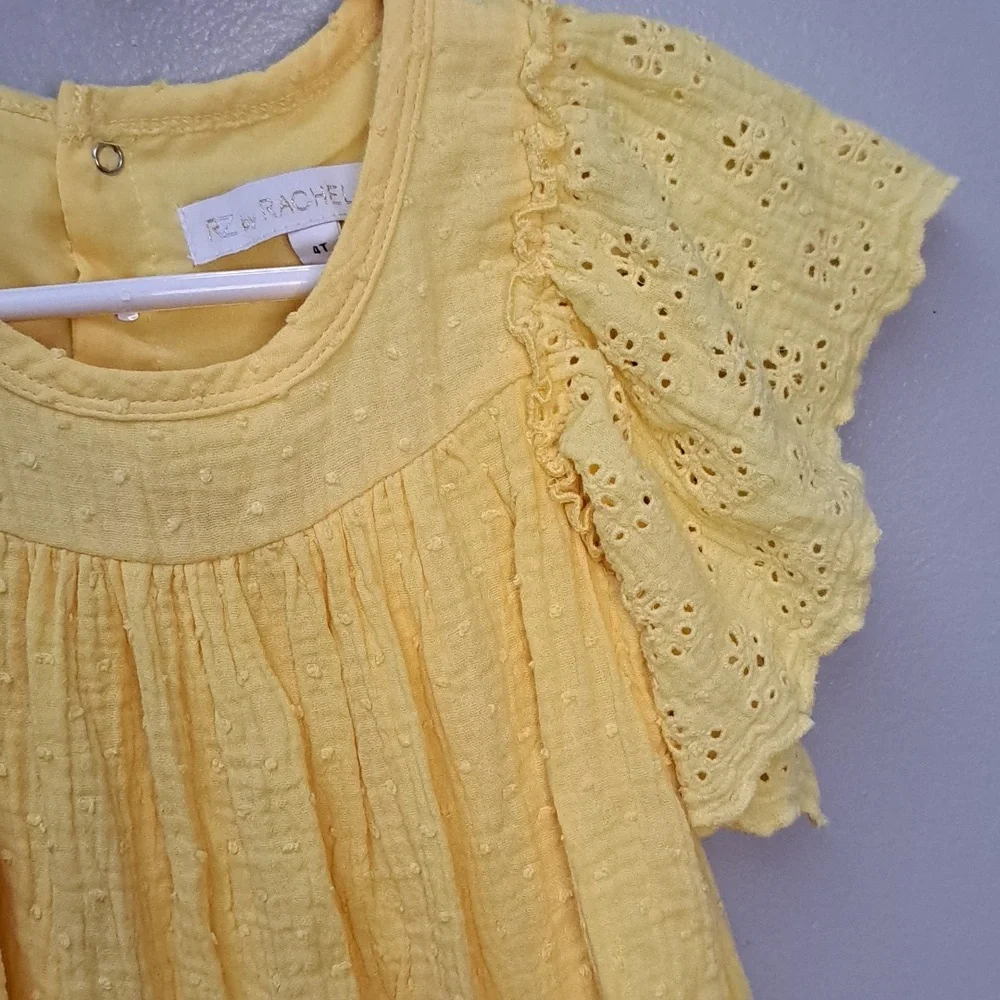 Rachel Zoe Boho Light Yellow Crochet Textured Dress Size 4T - Picture 4 of 8
